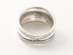Brede hoogglans zilveren ring met kabelpatronen afbeelding 3