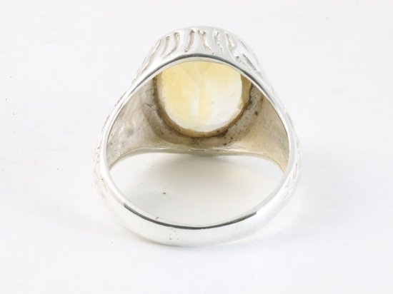 Bewerkte zilveren herenring met citrien afbeelding 3