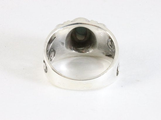 Opengewerkte zilveren ring met blauwe turkoois afbeelding 3