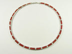 Zilveren collier met rode koraal steen afbeelding 3
