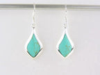 Druppelvormige zilveren oorbellen met groene turkoois afbeelding 5