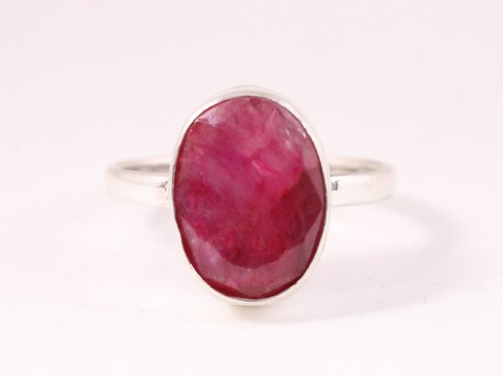 Zilveren ring met robijn afbeelding 4