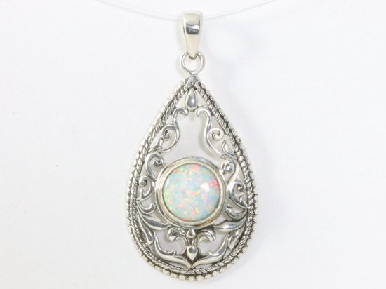 Opengewerkte zilveren hanger met welo opaal afbeelding 4