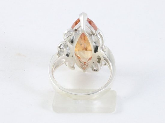 Zware zilveren ring met champagne kwarts en marcasiet afbeelding 3