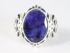 Opengewerkte zilveren ring met blauwe saffier afbeelding 4