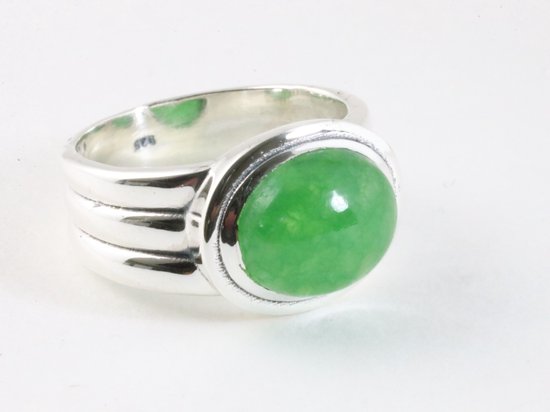 Zware zilveren ring met jade afbeelding 1