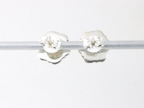 Fijne bewerkte zilveren oorstekers met aqua chalcedoon afbeelding 3