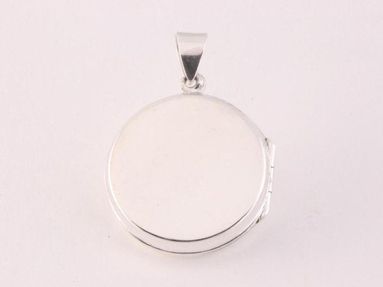 Rond bewerkt zilveren medaillon met bloemgravering afbeelding 3