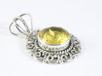 Ronde opengewerkte zilveren hanger met citrien afbeelding 2
