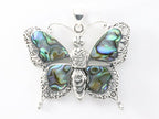 Grote zilveren vlinder hanger met abalone schelp afbeelding 4