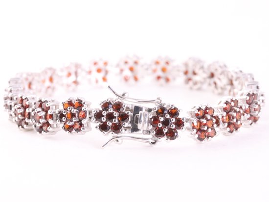 Zilveren tennisarmband met granaat afbeelding 3