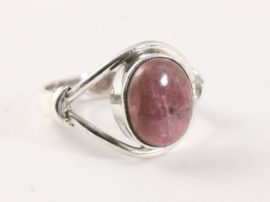 Fijne opengewerkte zilveren ring met rhodoniet afbeelding 1
