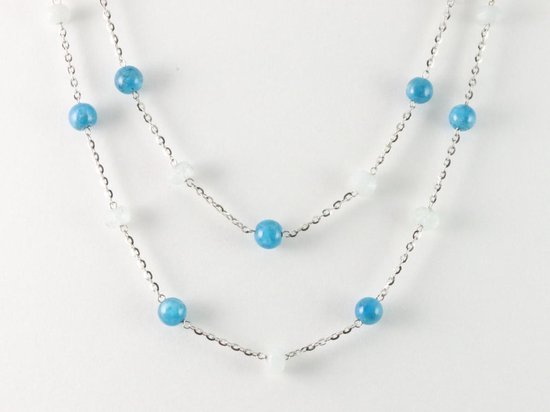 Lange zilveren ketting met apatiet en tanzaniet afbeelding 1