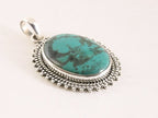 Bewerkte zilveren hanger met Tibetaanse turkoois afbeelding 2