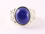 Opengewerkte zilveren ring met lapis lazuli afbeelding 4