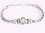 Traditionele zilveren snake armband met Australische opaal afbeelding 1