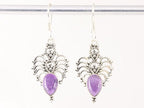 Opengewerkte zilveren oorbellen met amethist afbeelding 4