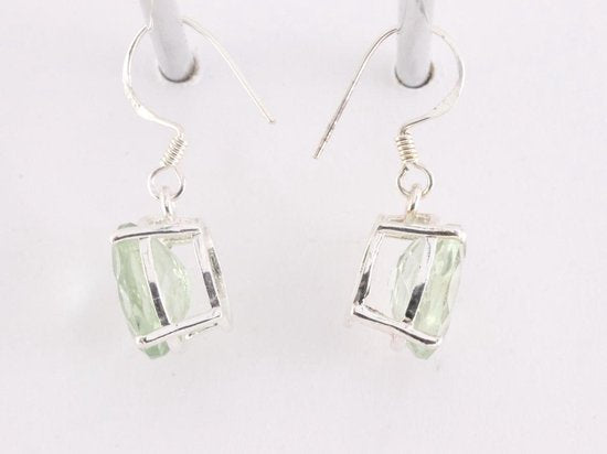 Zilveren oorbellen met groene amethist afbeelding 2