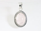Fijne bewerkte ovale zilveren hanger met rozenkwarts afbeelding 4
