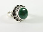 Zware bewerkte zilveren ring met malachiet afbeelding 1