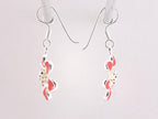 Bloemvormige zilveren oorbellen met rode emaille afbeelding 2