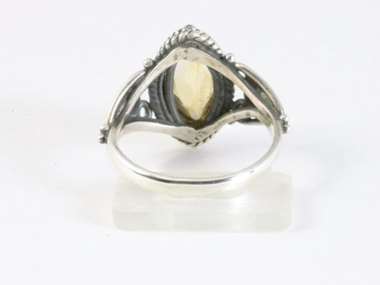 Fijne bewerkte zilveren ring met citrien afbeelding 3