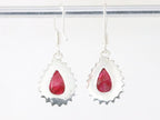 Fijne bewerkte zilveren oorbellen met robijn afbeelding 2
