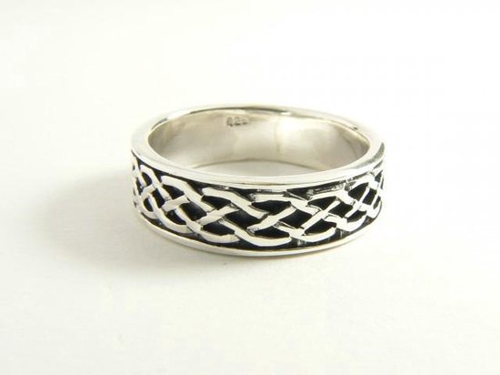 Zilveren ring met kruiskabelgravering afbeelding 1