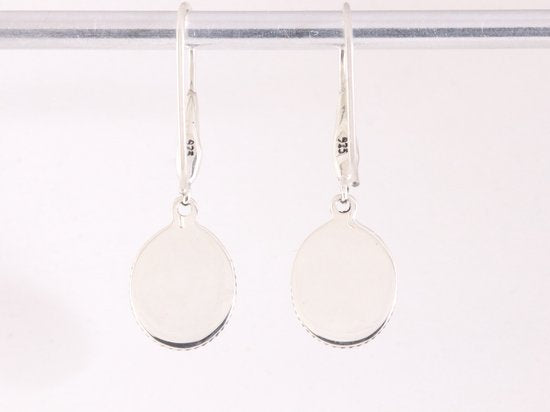 Bewerkte zilveren oorbellen met paarse koperturkoois afbeelding 3