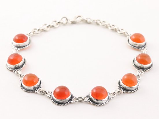 Bewerkte zilveren armband met carneool afbeelding 1
