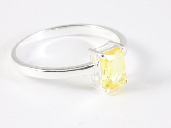Fijne hoogglans zilveren ring met citrien afbeelding 1