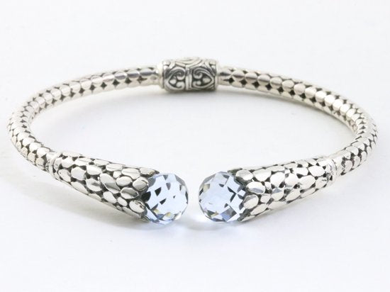 Zware bewerkte zilveren klemarmband met aquamarijn afbeelding 2