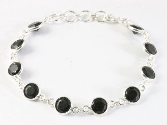Fijne zilveren armband met gefacetteerde onyx afbeelding 1