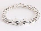 Zilveren armband met gourmet schakels en tijgerkoppen afbeelding 1