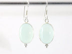 Fijne zilveren oorbellen met aqua chalcedoon afbeelding 4
