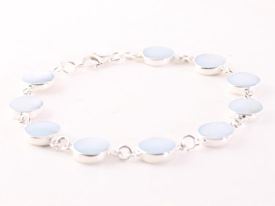 Hoogglans zilveren armband met blauwe schelp afbeelding 2