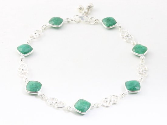 Zilveren enkelband met smaragd afbeelding 1