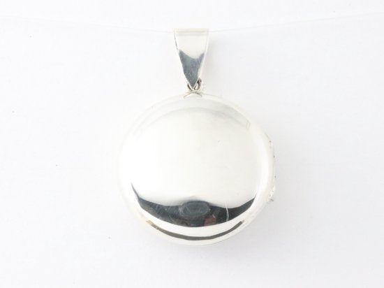 Rond opengewerkt zilveren medaillon met bloem afbeelding 3