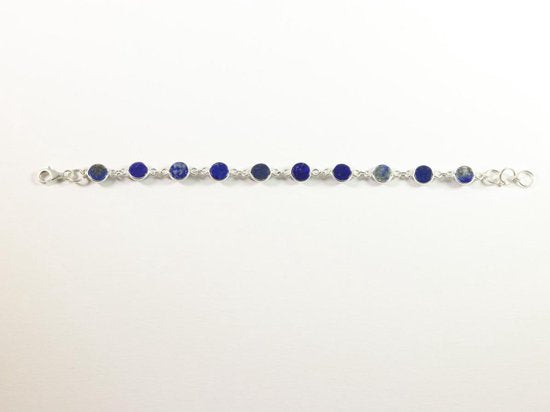Fijne zilveren schakelarmband met lapis lazuli afbeelding 4