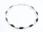 Hoogglans zilveren armband met onyx afbeelding 1