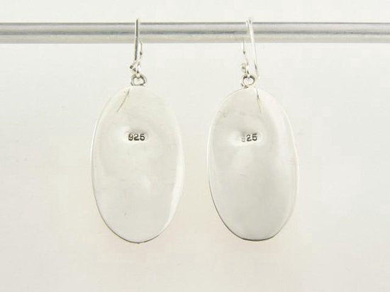 Ovale zilveren oorbellen met groene turkoois afbeelding 3