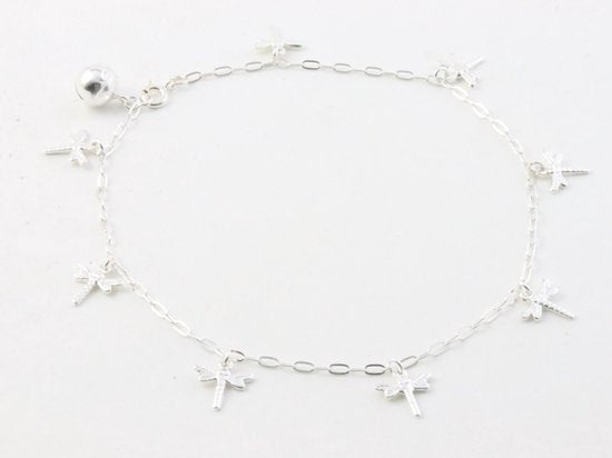 Fijne zilveren enkelband met libelles afbeelding 1