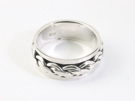 Zware zilveren ring met kabelpatroon afbeelding 2