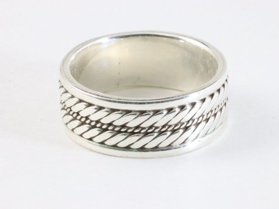 Zilveren ring met kabelpatronen afbeelding 1