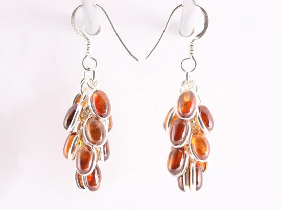 Trosvormige zilveren oorbellen met hessoniet afbeelding 2