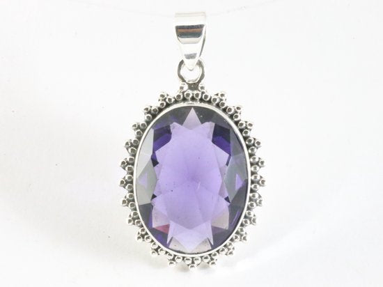 Bewerkte zilveren hanger met amethist afbeelding 4
