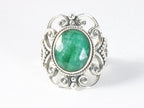 Opengewerkte zilveren ring met smaragd afbeelding 4