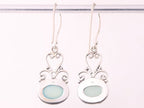 Lange opengewerkte zilveren oorbellen met aqua chalcedoon afbeelding 3