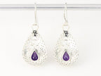 Opengewerkte zilveren oorbellen met amethist afbeelding 3