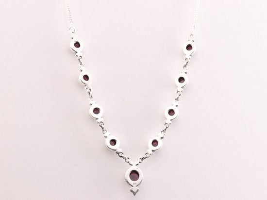 Bewerkte zilveren ketting met granaat afbeelding 3